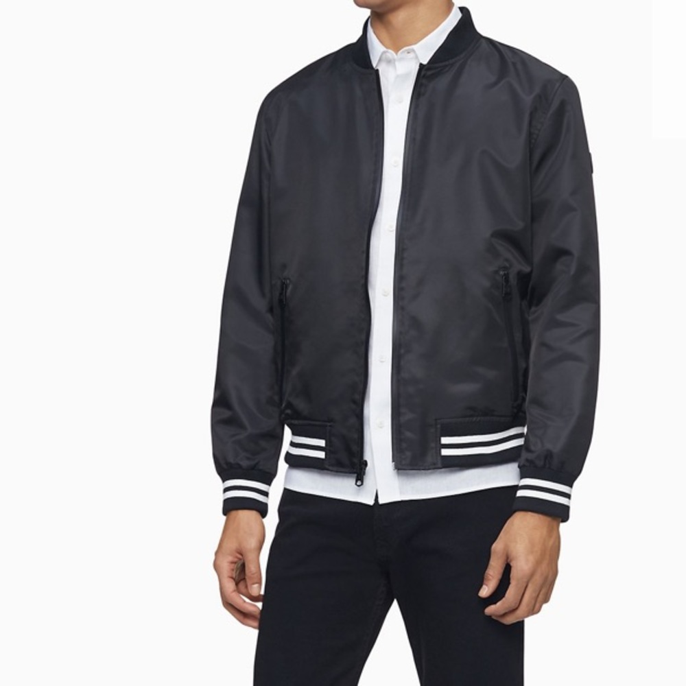 Striped Full Zip Bomber Jacket